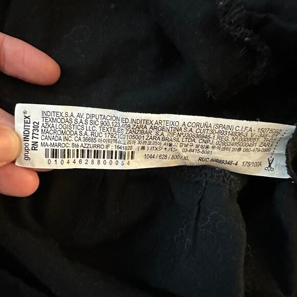 zara women’s black puff sleeve tiered babydoll mini dress cotton size xl - Picture 5 of 6